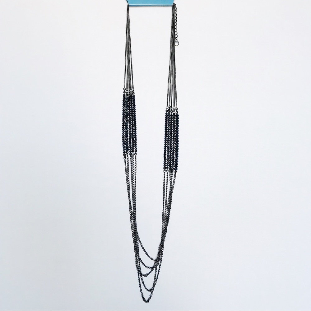 NWT SimplyVera Vera Wang Navy Blue Bead and Chain Drape Necklace